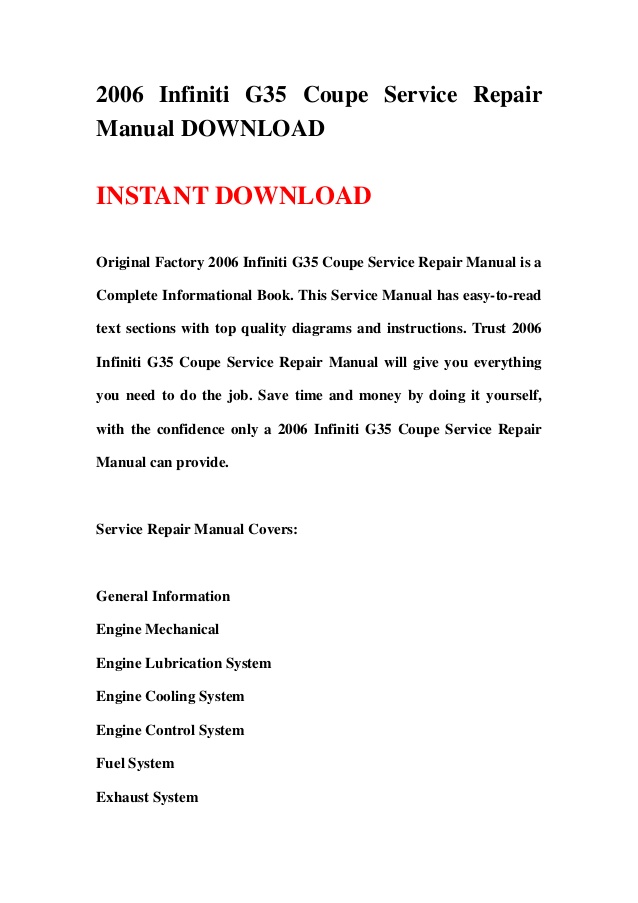 2006 infiniti g35 manual pdf